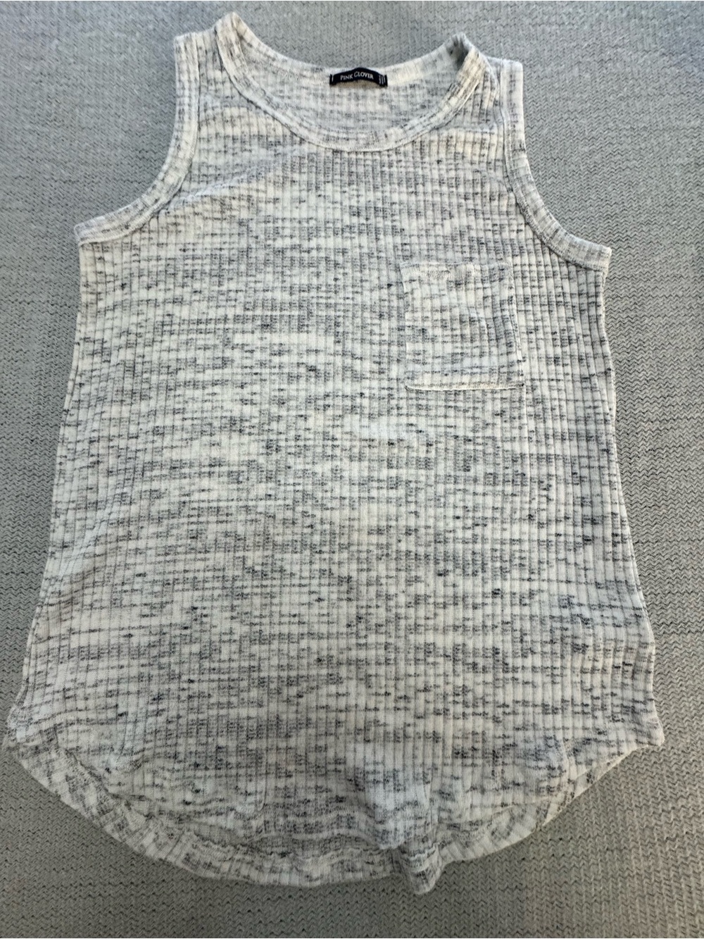 Pink Clover Cream & Gray Marled Rib Tank
